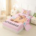 thumbnail image 2 of Manfei Kawaii Capybara Twin Sheets,Lovely Letter Print Bedding,Light Pink,3-Piece,1 Fitted Sheet and 1 Pillowcase, 2 of 6