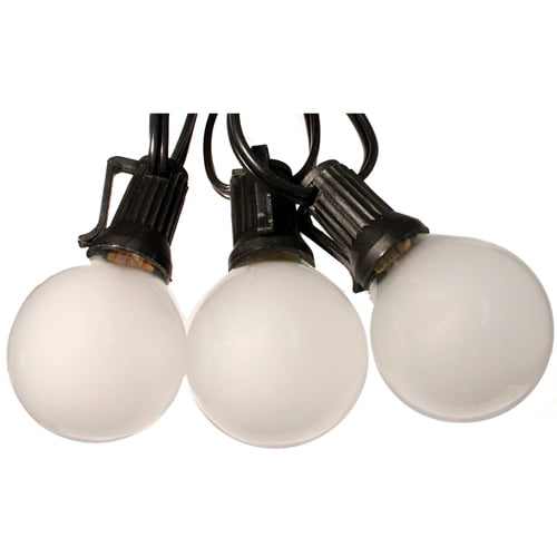 Globe string light 50ft with Frosted Bulbs - Black globe wedding lights