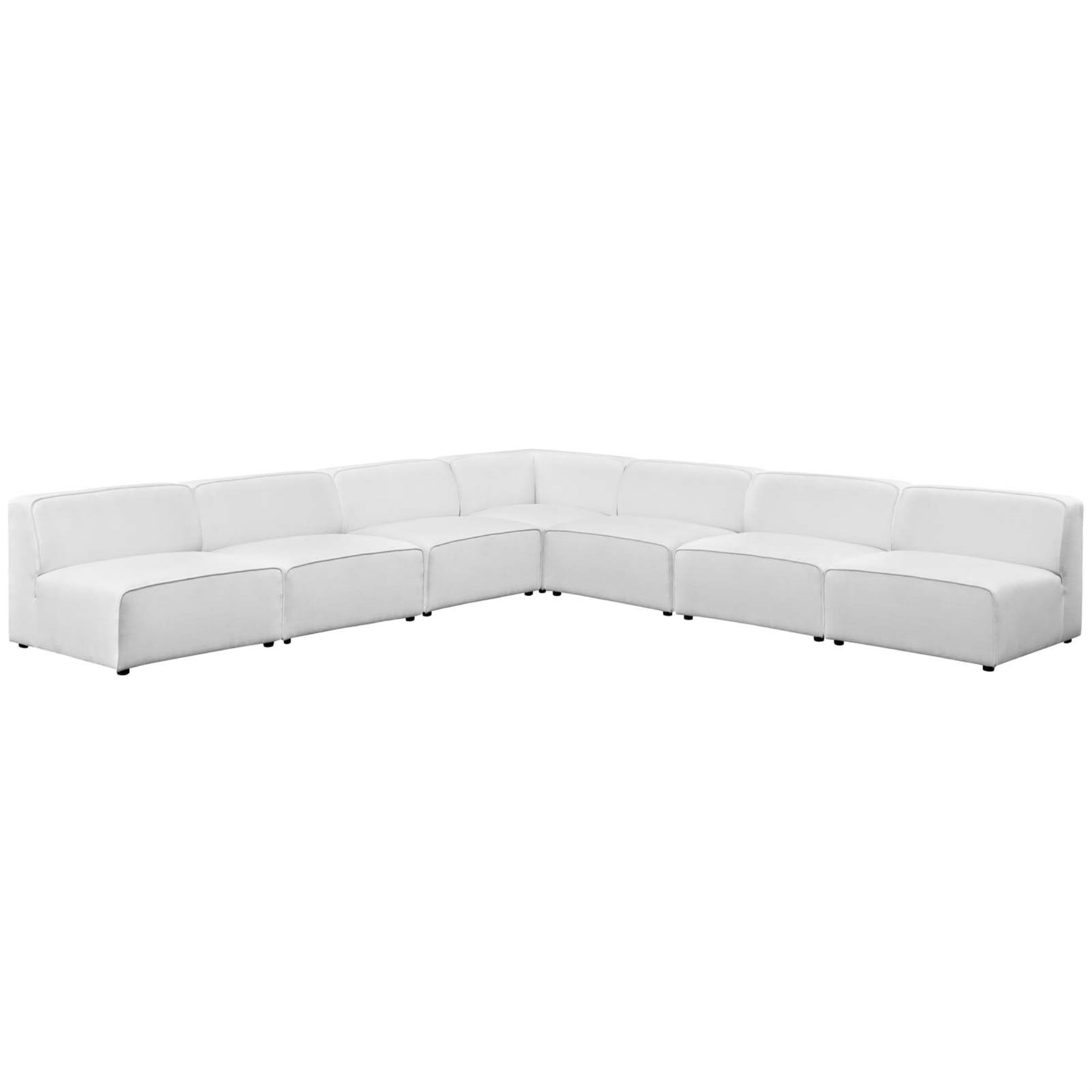 Ergode Mingle 7 Piece Upholstered Fabric Sectional Sofa Set White
