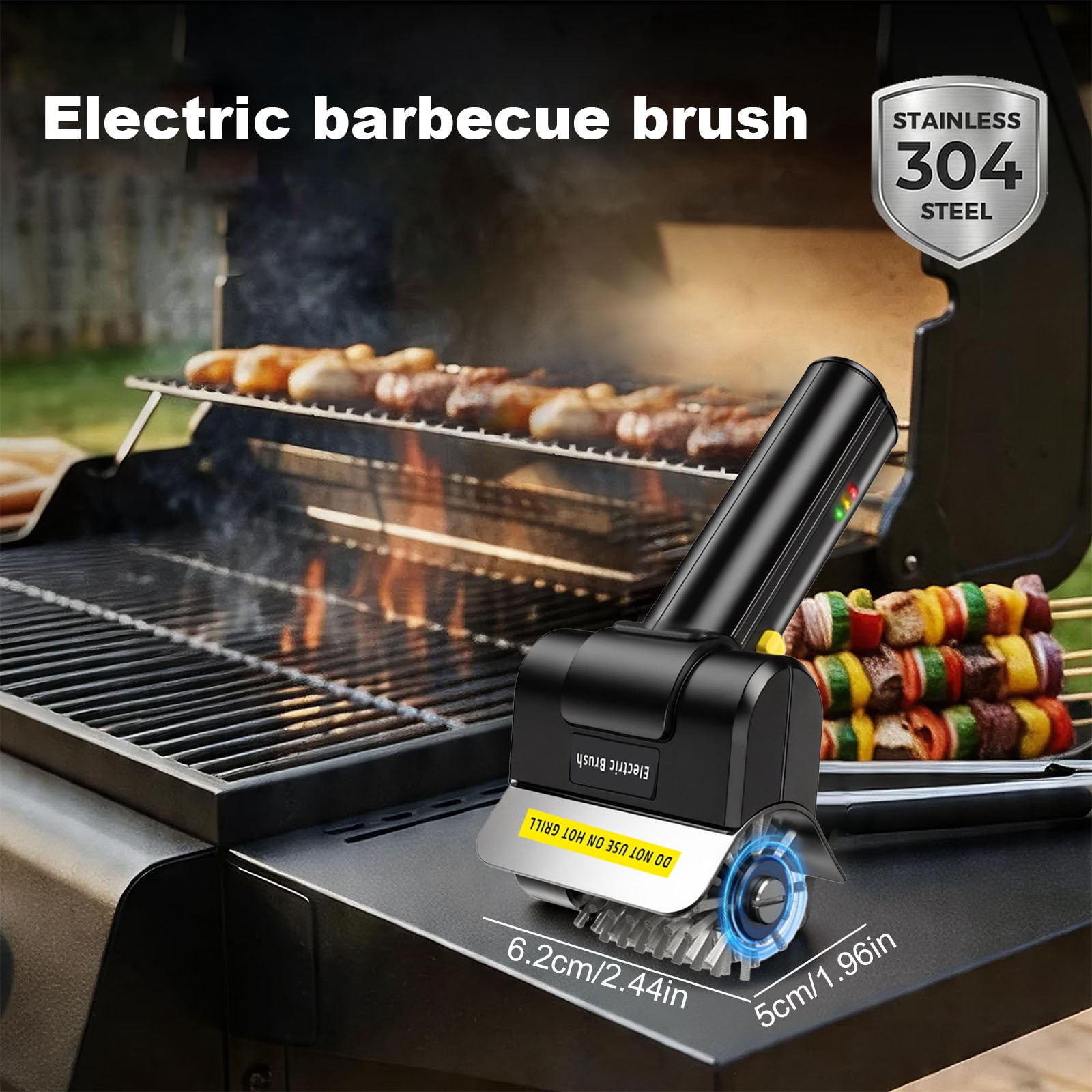Cordless USB Rechargeable Bbq Grill Cleaning Brush, High Speed Motor Stainless Steel Cleaner, Automatic Barbecue Grate Scrubber Tool For Pit (B)