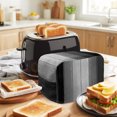 thumbnail image 3 of Toaster Cover 2 Slice, Black Gray Ombre Dustproof Bakeware Oven Protector with Top Hook, Vintage Country Wooden Waterproof Small Kitchen Appliance Toasters Dust Cover, 12"x7.5"x8", 3 of 9