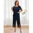 thumbnail image 4 of Ekouaer Women's Two Piece Lounge Set Short Sleeve Shirt and Capri Pants Mumu Pajama with Pockets Loungewear Pjs Sets, 4 of 7