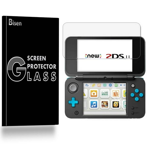 Nintendo 2DS XL (2017 Release) [BISEN] Screen Protector [Top Tempered Glass   Bottom PET Film], Anti-Scratch, Anti-Shock, Shatterproof, Bubble Free