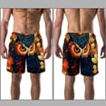 thumbnail image 3 of luoweisi Men's Beach Shorts Quick Dry Swim Trunks with Mesh Lining Cartoon Owl M, 3 of 5