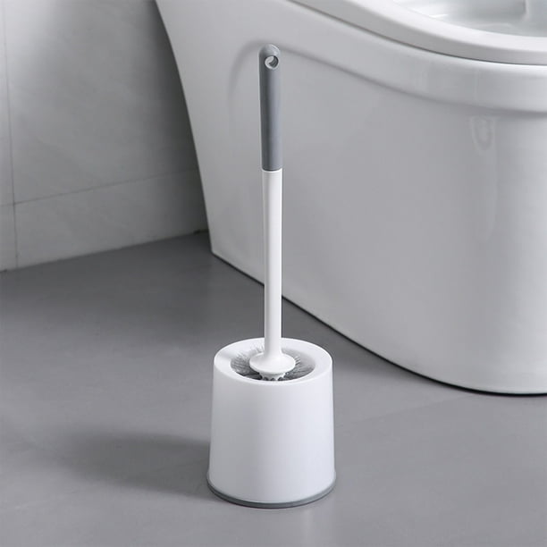 Cepillo de inodoro doméstico sin ángulo muerto, cepillo de inodoro de pared sin orificios, mango largo, juego de cepillos de limpieza de pared, cepillo de inodoro de polipropileno con base