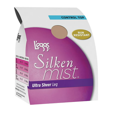 L'eggs Silken Mist Ultra Sheer with Run Resist Technology, Control Top Sheer Toe Pantyhose, 1-Pack -