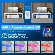 UHOMEPRO TV Stand for TV up to70, High Gloss Entertainment Center with RGB LED Lights and Storage Shelves, White Media Console for Living Room