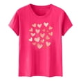 thumbnail image 3 of Camiseta de Manga Corta de Cuello Redondo con Patrones de Corazón de Moda de las Mujeres para Diario, Fiesta, Primavera Y Verano, 3 of 5