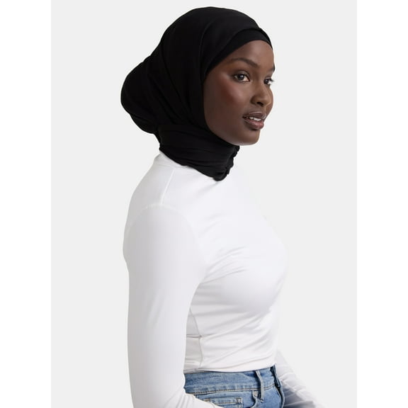 Women's Polyester Woven Chiffon Hijab, One Size, Black