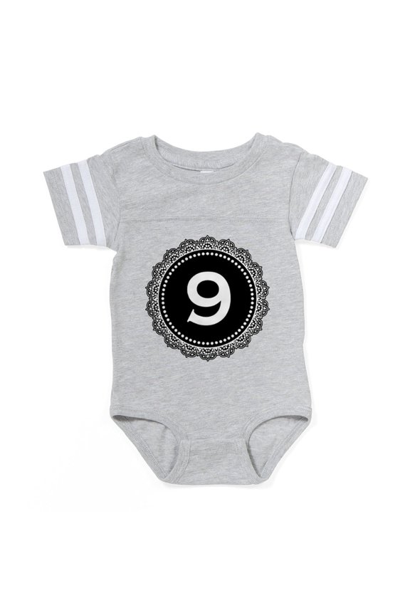 - Monogram Medallion 9 - Cute Infant Baby Football Bodysuit
