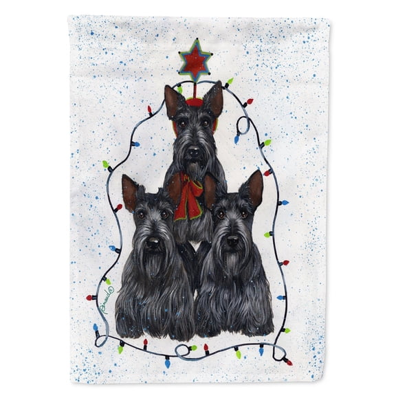Scottie Christmas Family Tree Flag Canvas House Size