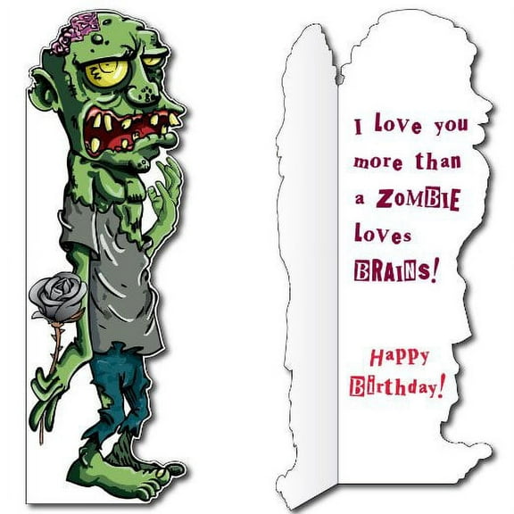 5'8" Zombie Birthday Card w/Envelope - Life-Size Greeting Card