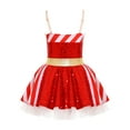 thumbnail image 2 of Alvivi Kids Girls Adjustable Strap Christmas Tutu Dress Striped Santa Claus Fancy Dress up Costumes Red 6, 2 of 7