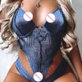 thumbnail image 4 of HUPOM Seamless Underwear for Women Mid Waist Belt Jumpsuit Sleep Bodysuit on Clearance Blue Size L, 4 of 8