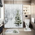 thumbnail image 5 of Elainilye Christmas Bathroom Set with Shower Curtain Santa Design Includes Bath Mat Toilet Cover for Holiday Decor, 5 of 6