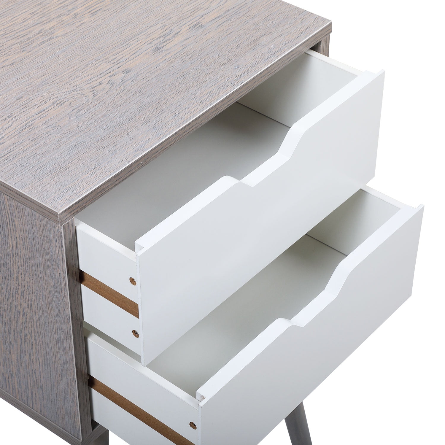 Kepooman Modern Nightstands with 2 Bin Drawer, Wooden Side End Table for Living Room Bedroom, Gray + White Kepooman Modern Nightstands with 2 Bin Drawer, Wooden Side End Table for Living Room Bedroom, Gray + White
