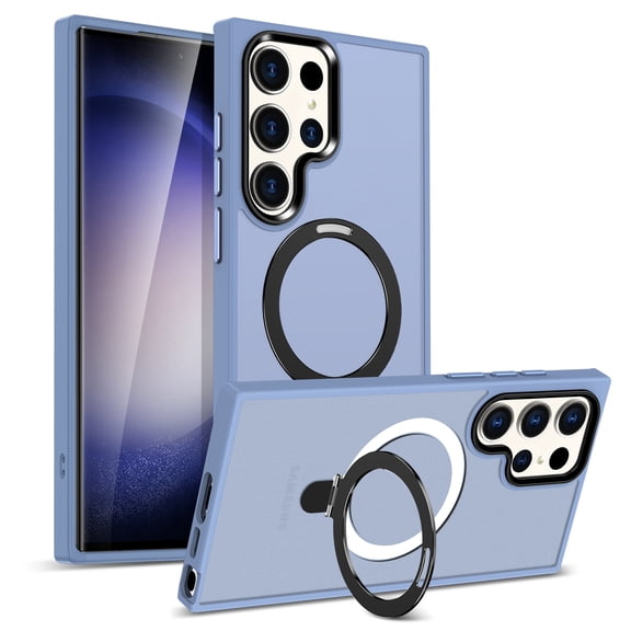 [Magnetic Kickstand Ring Holder] for Samsung Galaxy S23 Case Stand Ring Holder Compatible with MagSafe, Shockproof Protective Matte Anti-fall Ultra Slim Phone Case Kickstand Cover,Blue