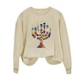 thumbnail image 4 of successthop Hanukkah Sweatshirt for Women Candle Fleece Crewneck Long Sleeve Festival Sweater Jewish Pullover Top, 4 of 4