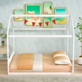 thumbnail image 2 of Queen Size Floor House Bed with Headboard and Roof, Wooden House Bed Montessori Bed Frame with Slats Support, for Kids Girls Boys Toddlers, No Box Spring Needed, White, 2 of 9