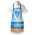 thumbnail image 3 of Valentines Day Apron Clouds in Clear Blue Sky Forming a Heart Shape Romantic Beach, Unisex Kitchen Bib Apron with Adjustable Neck for Cooking Baking Gardening, Blue White Sand Brown, by Ambesonne, 3 of 3