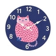 thumbnail image 4 of Reloj de pared de , reloj colgante de madera, silencioso, con números arábigos, sin , decoración de pared para bar, aula, sala de fiestas, Gato rosa, 4 of 8