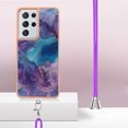 thumbnail image 4 of Case for Samsung Galaxy S21 Ultra, Adjustable Detachable Crossbody Strap Neck Strap Silicone Bumper Marble Painted TPU Ultra Thin Shockproof Protective Phone Case Cover for Galaxy S21 Ultra, Purple, 4 of 7