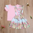 thumbnail image 3 of Maxcozy Toddler Kids Baby Girls Easter Outfit T-Shirt Tops Strap Bunny Skirt 2Pcs Clothes Set, 3 of 7
