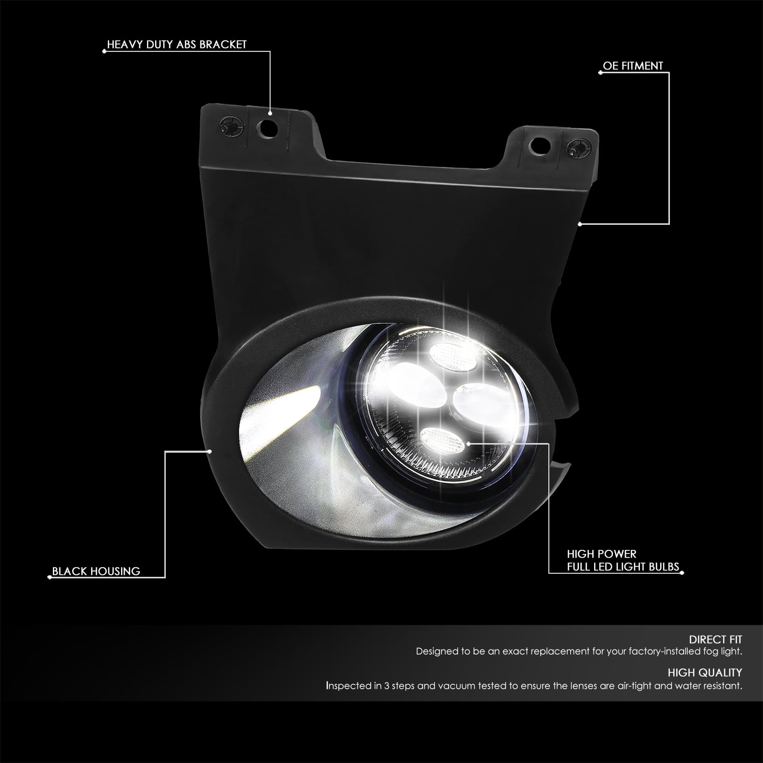 For 2009 to 2014 Ford F-150 Pair of Clear Lens Full LED Lighting Driving Fog Lights Lamps with Switch and Bezels 12 13