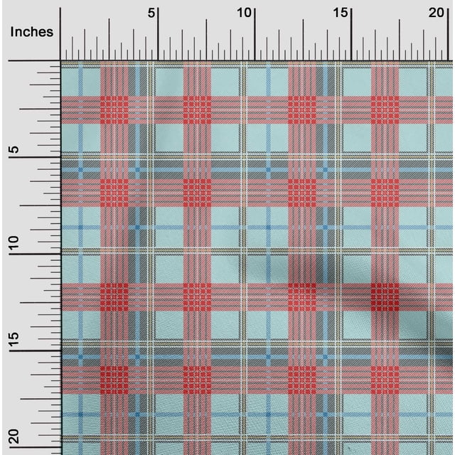 oneOone Polyester Lycra Fabric Tartan Check Print Fabric By Yard 56 Inch Wide