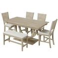 thumbnail image 3 of Modern 6-Piece Half Round Dining Table Set for 6, 59" L Rectangular Table with 4 Upholstered Chairs & 1 Bench, Solid Wood Kitchen Dining Rooms Table Set for Kitchen, 3 of 11