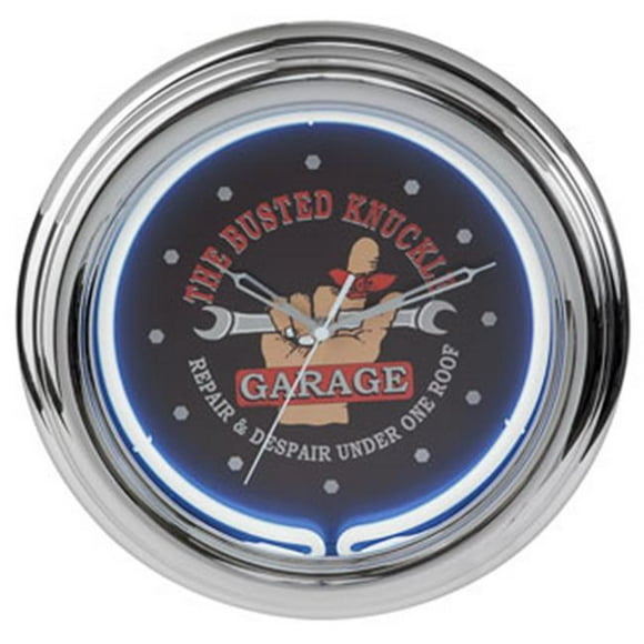 Busted Knuckle Garage BKG-76600 Horloge Néon 12 x 2.5 Po - Noir, Argent & Rouge