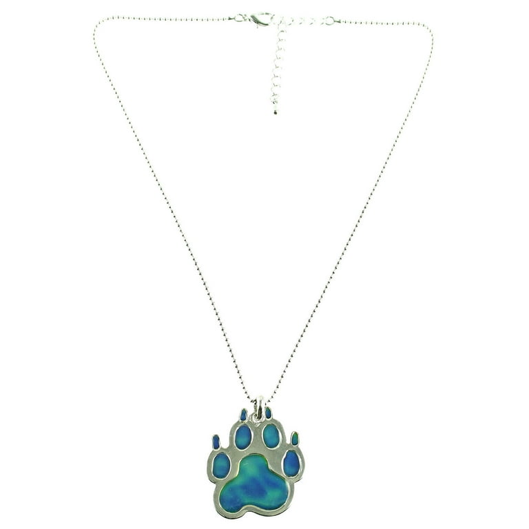 Mood Pendant Necklace Dog or Cat Paw with Adjustable Chain