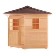 ALEKO Canadian Hemlock Wet Dry Outdoor 8 Person Sauna with Roof, 8 kW ETL Certified Heater