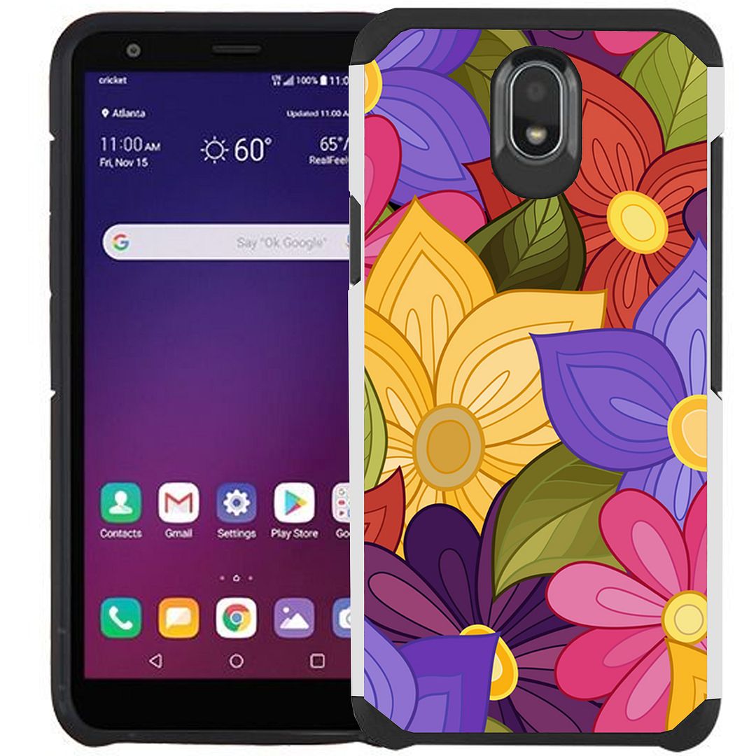 LG Tribute Royal / LG Prime 2 / LG Aristo 4+ / LG K30 2019 / LG Arena 2 / LG Escape Plus Case - Colorful Design Hybrid Armor Case Shockproof Dual Layer Protective Phone Cover - Coloful Flower - image 1 of 2