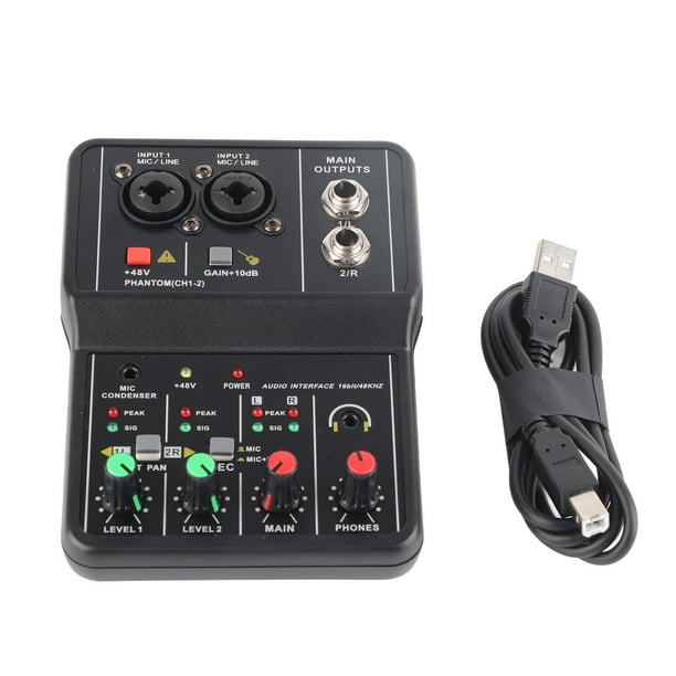 Consola de mezcla de sonido Jadeshay mezclador de audio de 2 canales USB