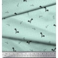 thumbnail image 2 of Soimoi Green Rayon Fabric Black Sketch Feather & Dots Decor Fabric Printed Yard 56 Inch Wide, 2 of 3