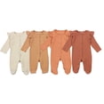 thumbnail image 4 of Seyurigaoka Unisex Baby Footed Romper, Cute Long Sleeve Solid Color Knitted One-Piece Bodysuit Pajamas, 4 of 6