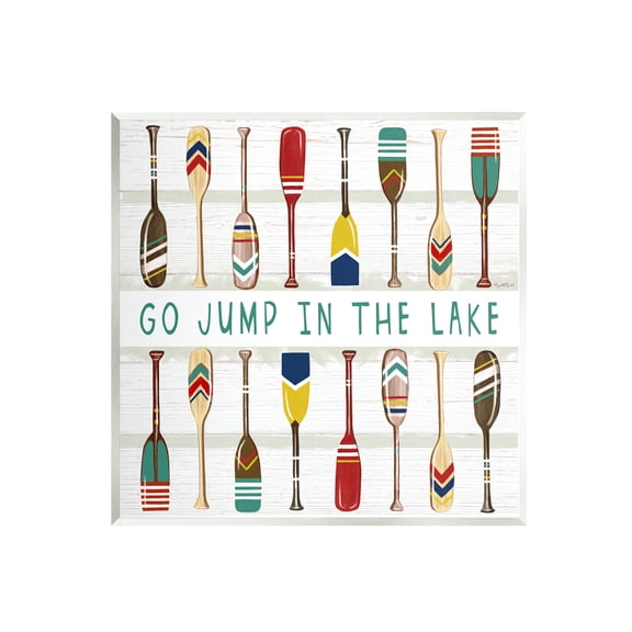 Stupell Industries Jump In Lake Various Patterned Oars Graphic Art Unframed Art Print Wall Art, Design by Elizabeth Tyndall