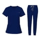 thumbnail image 1 of Conjunto de uniformes médicos con bolsillos, pantalones de enfermera, ropa de trabajo femenina moderna Azul Jinwen Uniforme de enfermera, 1 of 8