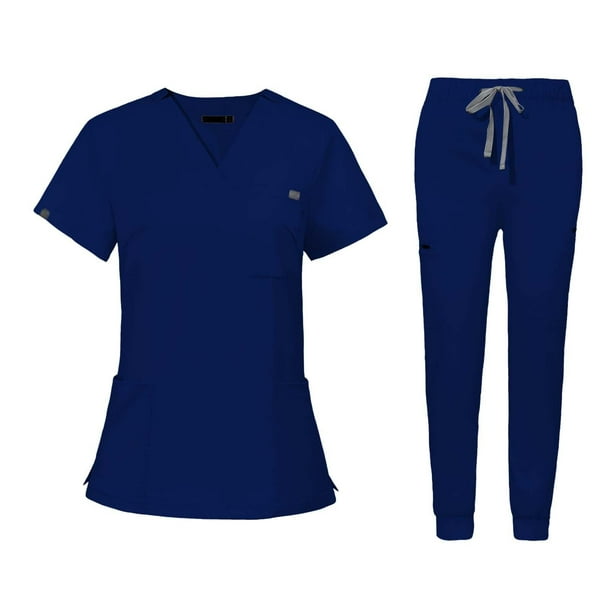 Uniformes de enfermería, conjunto de bata y pantalón de enfermera, trajes de trabajo, ropa de trabajo para tienda de mascotas Azul