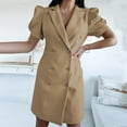 thumbnail image 4 of Viikei Plus Size Skirts for Women Summer Lapel Solid Color Double Breasted Sleeveless Dresses, 4 of 7
