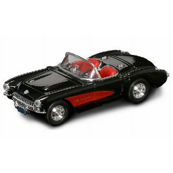 1957 Chevrolet Corvette Convertible, Black - Yatming 94209 - 1/43 Scale Diecast Model Toy Car