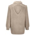 thumbnail image 6 of XFLWAM Womens Cold Shoulder Knit Sweaters Long Sleeve Crewneck Backless Jumper Tops Beige XXL, 6 of 7