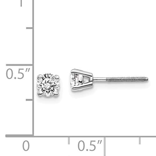 14K White Gold .50ct SI3 G-I Diamond Stud Thread On and Off Post Earrings
