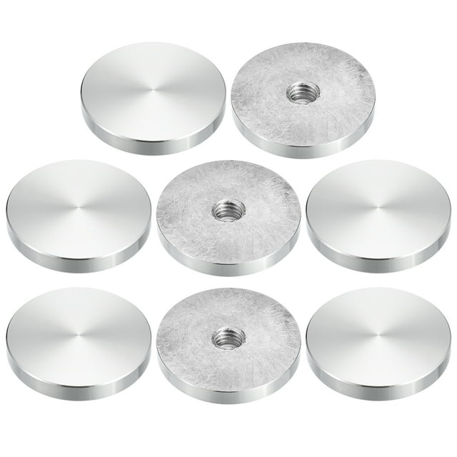 Unique Bargains M10 Fil 50mm de Diamètre Forme Ronde Disque d'Aluminium Matériel 8pack Aluminium Cercle Disque Verre Haut Adaptateur pour Table en Verre