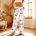 thumbnail image 4 of FRSASU Womens Fuzzy Pajama Pants – Soft Cherry Print Bottoms with Pockets, Cozy Fleece Lounge Sleepwear Pants White, 4 of 8