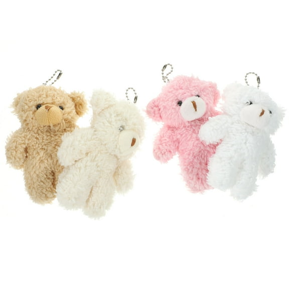 Supvox Assorted Color Mini Plush Bear Keychain Pendants for Decoration with Soft Texture and Lovely Design 4pcs
