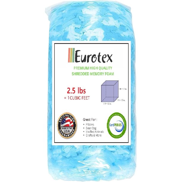 Eurotex Bean Bag Filler Foam 2.5 Pound Premium Shredded Memory Foam