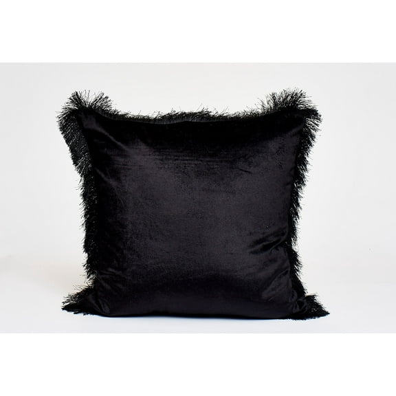 Harkaari, Velvet Throw Pillow with Fringe Border
