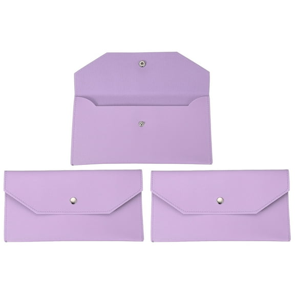 Uxcell 2 Pack Cash Envelope Wallet, Budget Cash Holder Reusable Money Bag Pouch Leather Money Organizer Pouch for Men Women Receipt Check Bill Travel Graduation Holidays, Purple